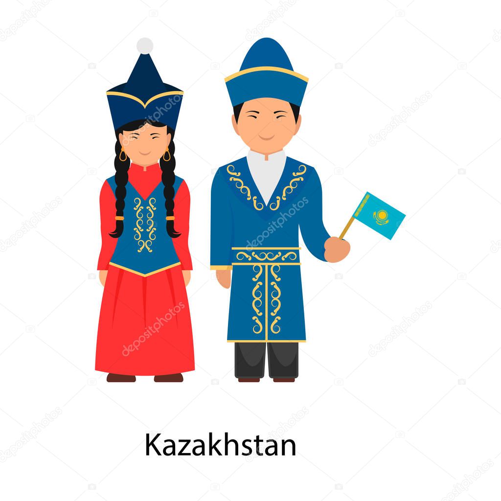 Traditional couple wearing kazakhstan outfit to depict their culture 