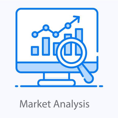 Pazar analizi vektörü, merker araştırmasının düz simgesi 