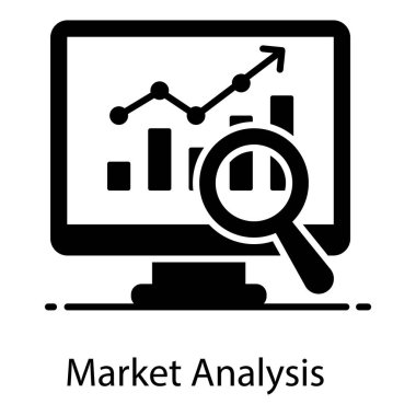 Pazar analizi vektörü, merker araştırmasının düz simgesi 