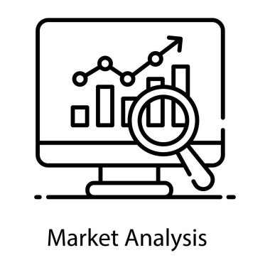Pazar analizi vektörü, merker araştırmasının düz simgesi 