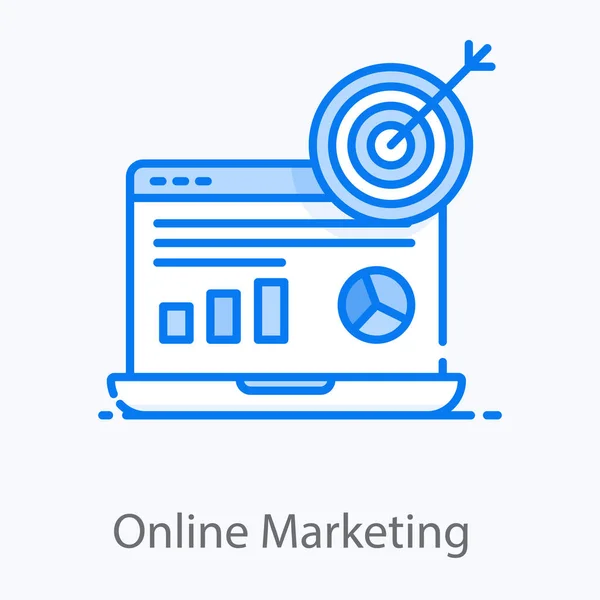 Dartscheibe Mit Laptop Online Marketing Symbol Editierbaren Stil — Stockvektor