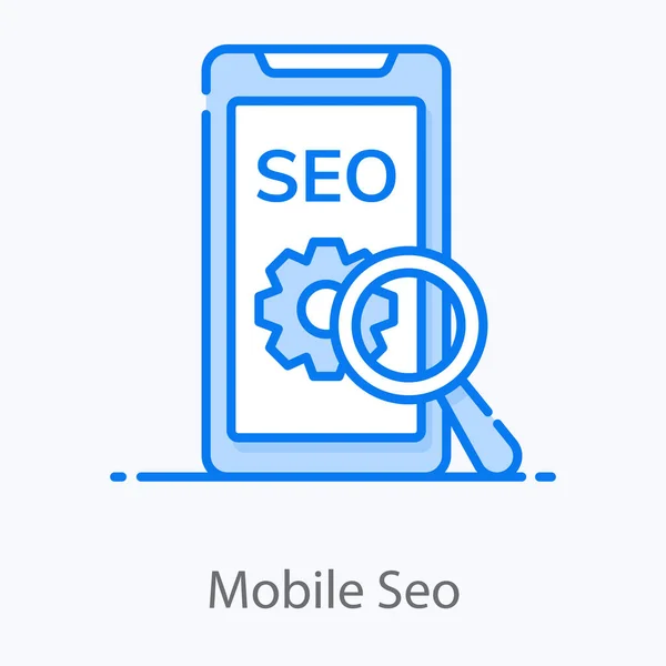 Lupa Engranaje Con Teléfono Inteligente Diseño Icono Seo Móvil — Vector de stock