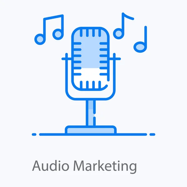 Vetor Microfone Com Nota Música Conceito Marketing Áudio —  Vetores de Stock