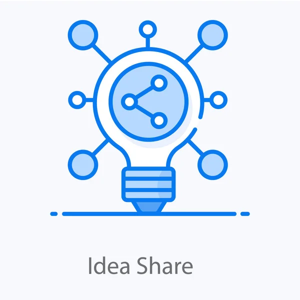 Glühbirne Mit Netzwerkknoten Idee Teilen Konzeptdesign — Stockvektor