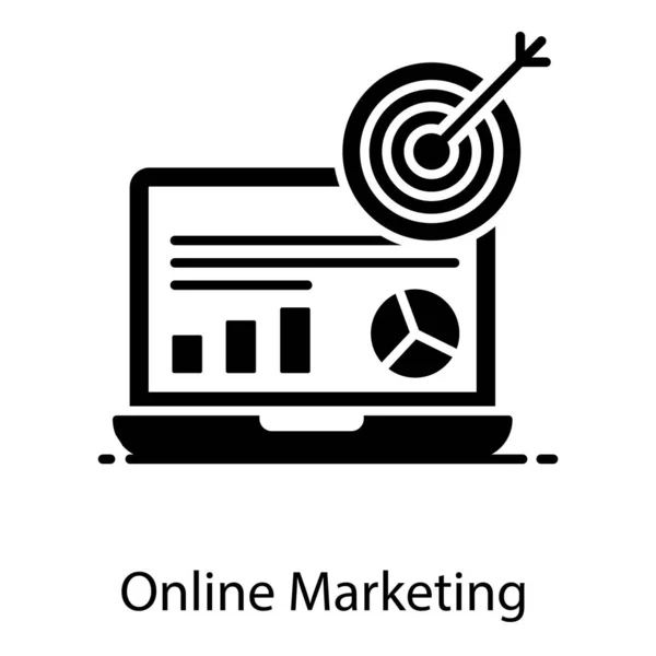 Dartscheibe Mit Laptop Online Marketing Symbol Editierbaren Stil — Stockvektor