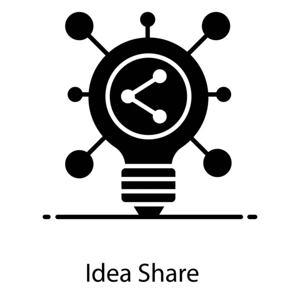 具有网络节点的灯泡 思想共享概念设计 — 图库矢量图片