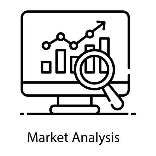 Vetor Análise Mercado Ícone Plano Pesquisa Merker — Vetor de Stock