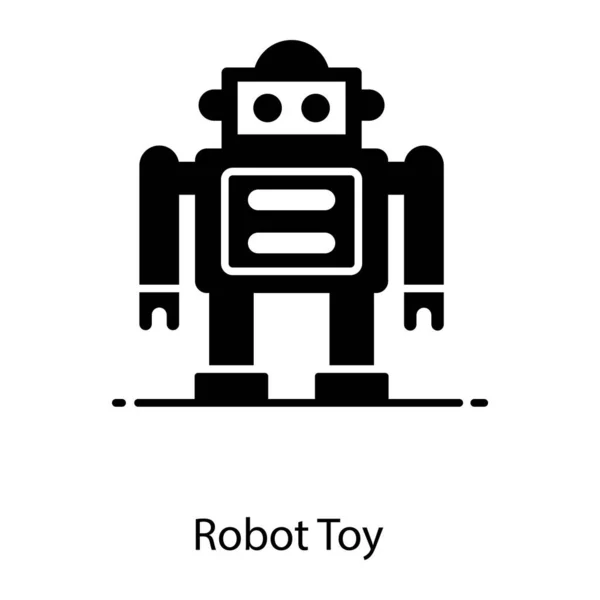 Ikona Robota Zabawki Płaskiej Konstrukcji Zabawka Wektor Akcesoriów — Wektor stockowy