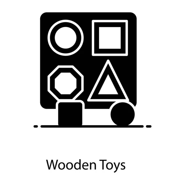 Trendy Platte Vector Ontwerp Van Houten Speelgoed Icoon — Stockvector