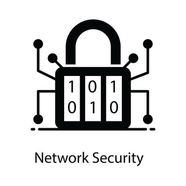 Ağ güvenlik simgesi ve ağ düğümlerine bağlı asma kilit düz vektör 