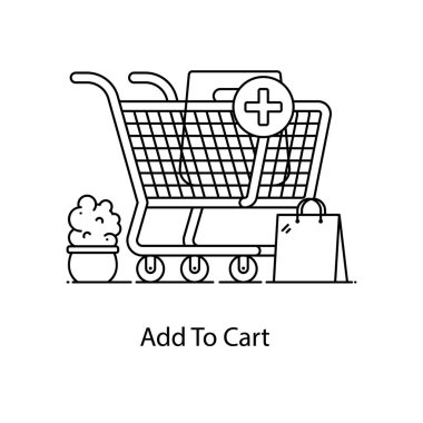 Sepet simgesine, düz vektör tasarımına ekle.