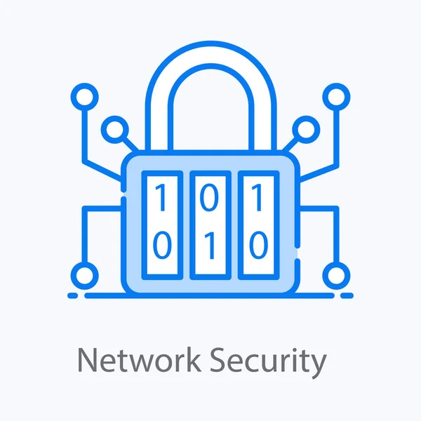 Network Security Icon Padlock Connected Network Nodes Flat Vector — Stock Vector