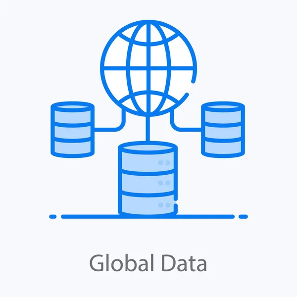 Globe Connecté Avec Sql Icône Globale Données Dans Style Modifiable — Image vectorielle