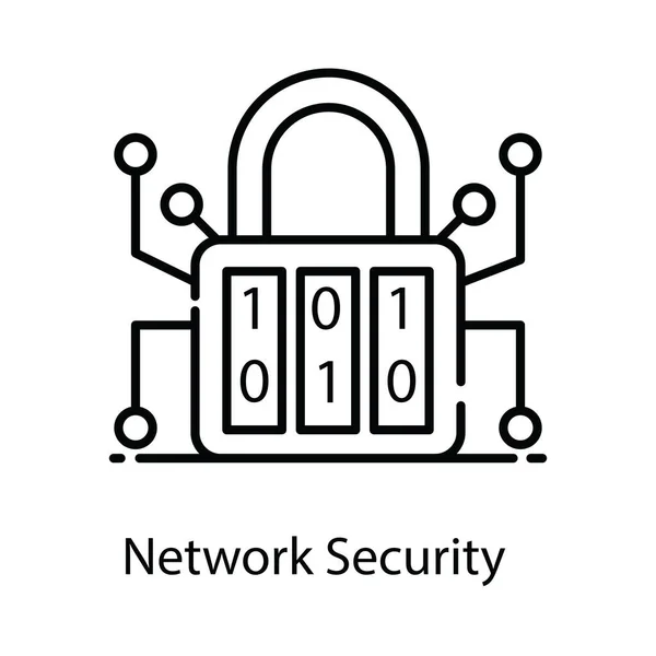 Network Security Icon Padlock Connected Network Nodes Flat Vector — Stock Vector