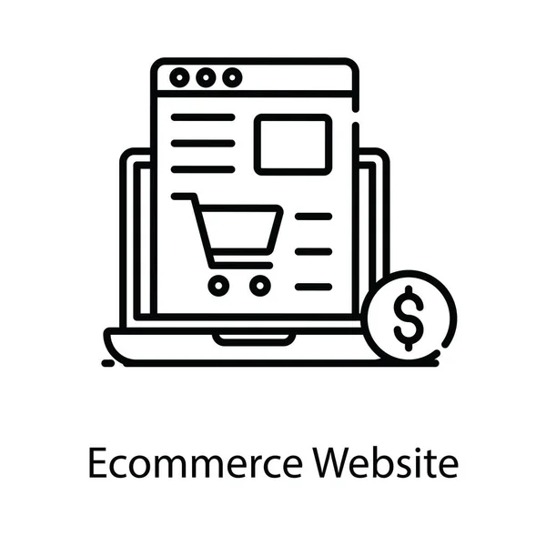 Página Web Con Carrito Compras Dentro Ordenador Portátil Sitio Web — Vector de stock