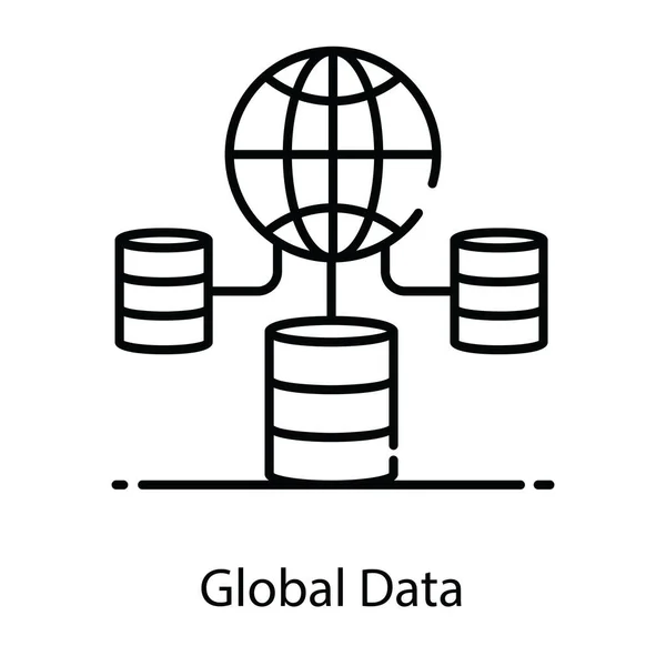 Globe Connecté Avec Sql Icône Globale Données Dans Style Modifiable — Image vectorielle