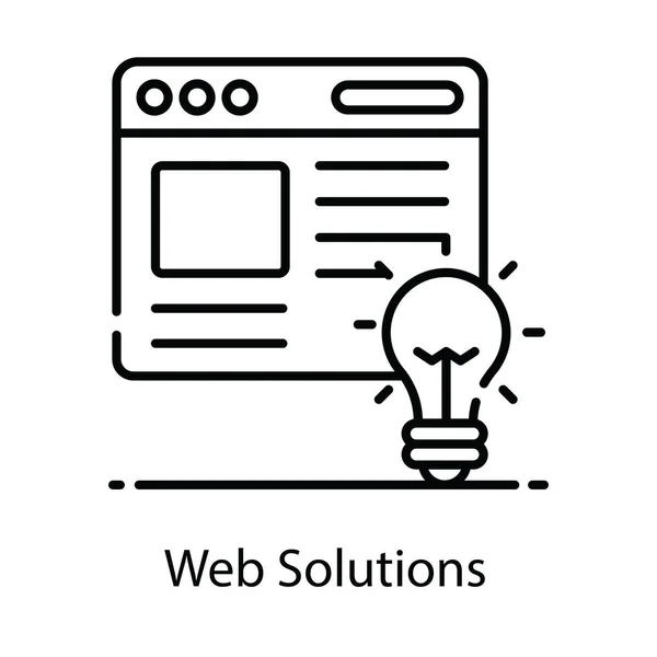 Icône Solution Web Dans Design Plat Ampoule Sur Page Web — Image vectorielle