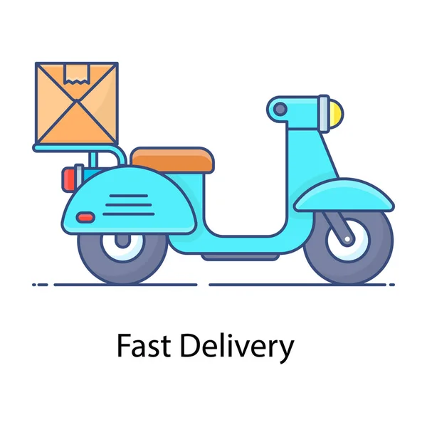 Cargo Parcel Scooter Fast Delivery Flat Icon — Stock Vector