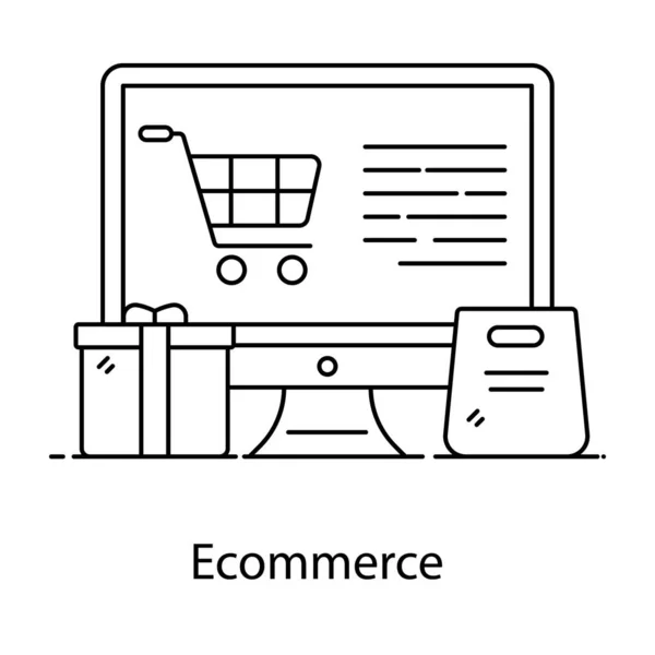 Ecommerce Koncepció Lapos Ikon Vásárlási Weboldal Vektor Tervezés — Stock Vector