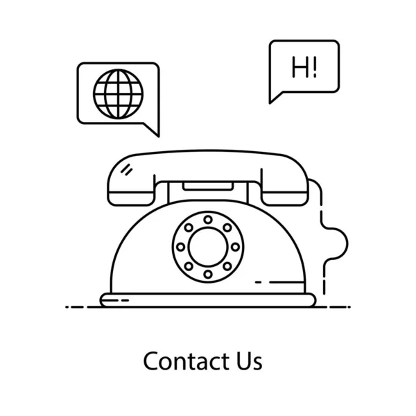 Téléphone Avec Chatbot Écriture Représentant Contactez Nous Icône Style Plat — Image vectorielle