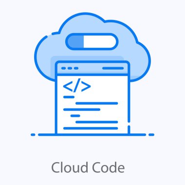 Bulut iyi özelleştirme kodlaması, temiz kod vektör tasarımının düz simgesi 
