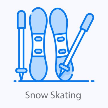 Düz simgede kar pateni ekipmanı, kış sporları etkinliği