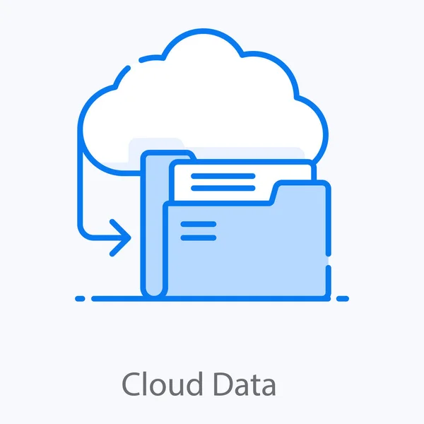 Design Plano Dados Nuvem Pasta Documentos Com Nuvem — Vetor de Stock