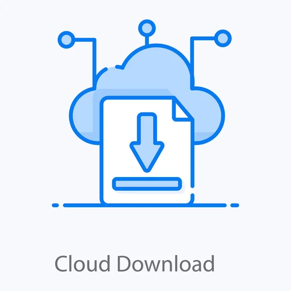 Cloud Mit Abwärtspfeil Auf Datei Trendiges Design Des Cloud Downloads — Stockvektor