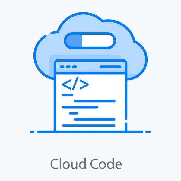 Cloud Buona Personalizzazione Della Codifica Icona Piatta Progettazione Vettoriale Codice — Vettoriale Stock