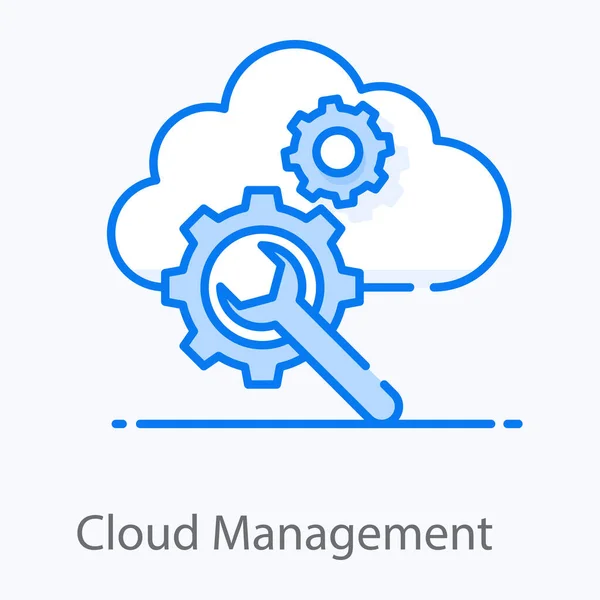 Шестерні Всередині Хмари Піктограма Керування Хмарами — стоковий вектор