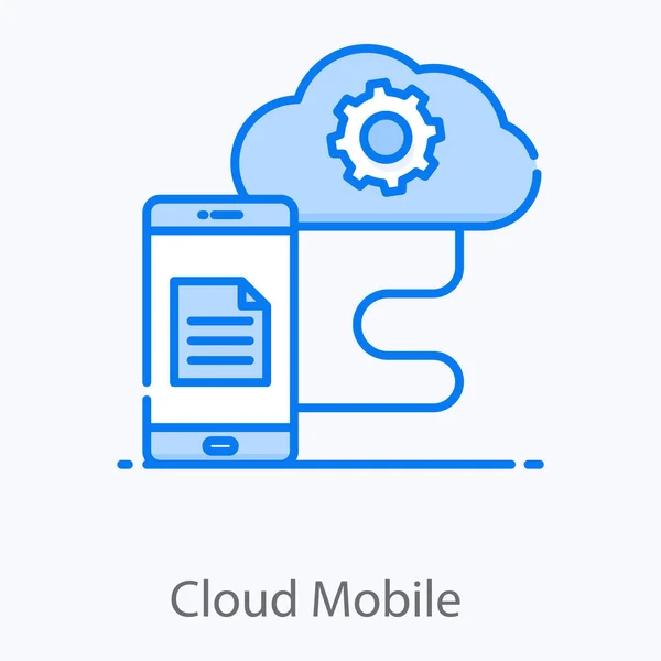 Engranaje Dentro Nube Conectado Con Teléfono Inteligente Nube Icono Móvil — Vector de stock