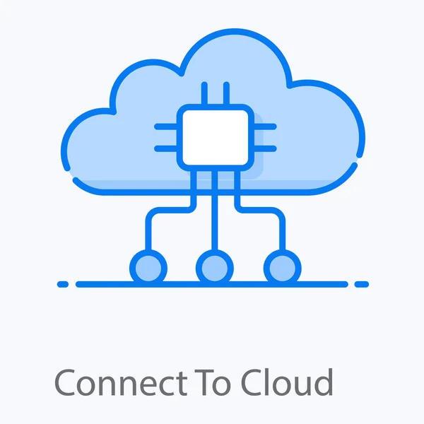 Microchip Dentro Nuvem Com Nós Rede Conecte Ícone Conceito Nuvem — Vetor de Stock