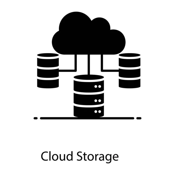 Datenbank Rack Mit Cloud Verbunden Zeigt Cloud Speicher Symbol — Stockvektor