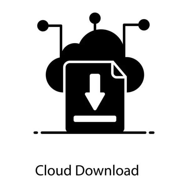 ファイルに下向きの矢印と雲のダウンロードの流行のデザインを持つ雲 — ストックベクタ