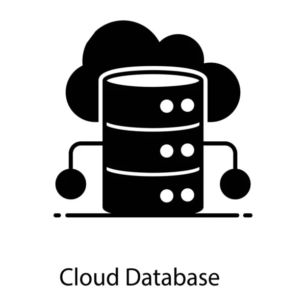 Ikone Des Datenbank Racks Mit Wolke Die Cloud Datenbank Vektor — Stockvektor