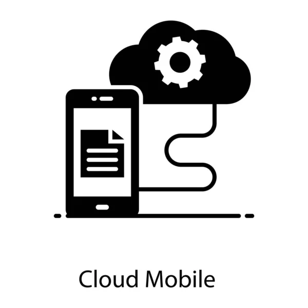 Gear Cloud Verbunden Mit Smartphone Cloud Mobil Symbol — Stockvektor