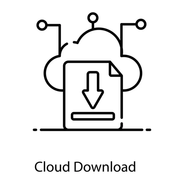 Cloud Mit Abwärtspfeil Auf Datei Trendiges Design Des Cloud Downloads — Stockvektor