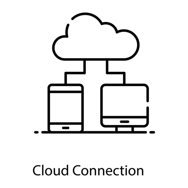Cloud Verbunden Mit Handy Und Monitor Konzept Der Cloud Verbindung — Stockvektor