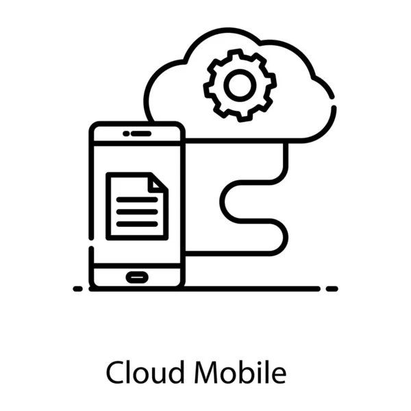 Gear Cloud Verbunden Mit Smartphone Cloud Mobil Symbol — Stockvektor