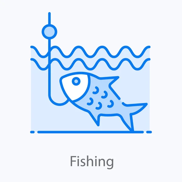 Homem Captura Peixe Conceito Ícone Pesca — Vetor de Stock