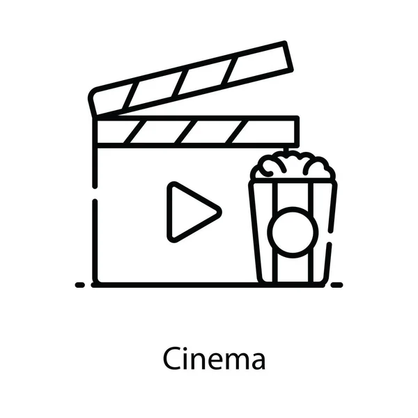 Mobileflat Conception Clapperboard Avec Pop Corn Icône Concept Cinéma — Image vectorielle