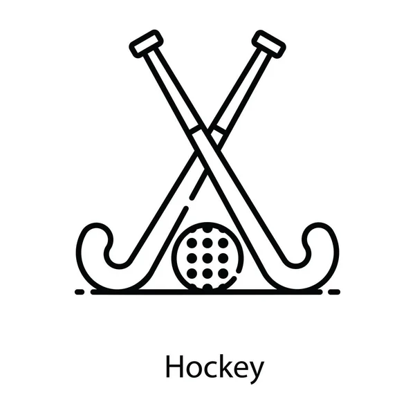 Bastoni Mobilehockey Con Palla Icona Del Gioco Hockey Vettore Piatto — Vettoriale Stock