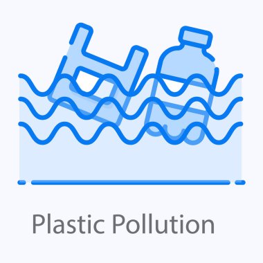 Plastik kirlilik vektör biçimi, okyanus kirliliği düzenlenebilir simgesi