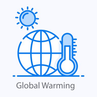 Yaz sıcaklığı ve küresel ısınma trend düz vektörde   