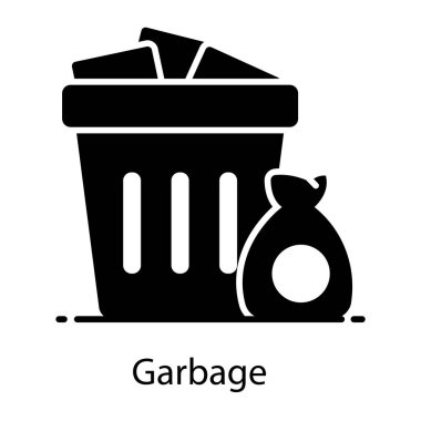 Çuvallı çöp kutusu, modaya uygun bir çöp simgesi 