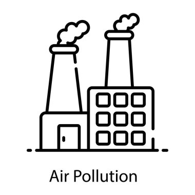 Çevre kirliliğini gösteren dumanlı baca, düz stil güç simgesi