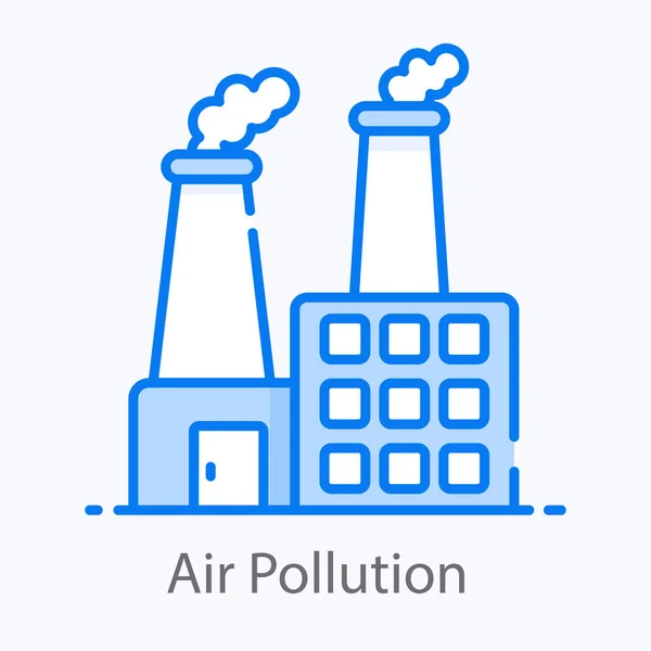 Duman Ikonu Olan Bacalar Eko Fabrikası Hava Kirliliği Vektör Tasarımı — Stok Vektör