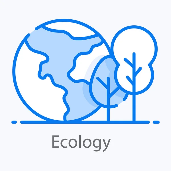 Design Ícone Ecologia Globo Com Árvores Estilo Vetorial — Vetor de Stock