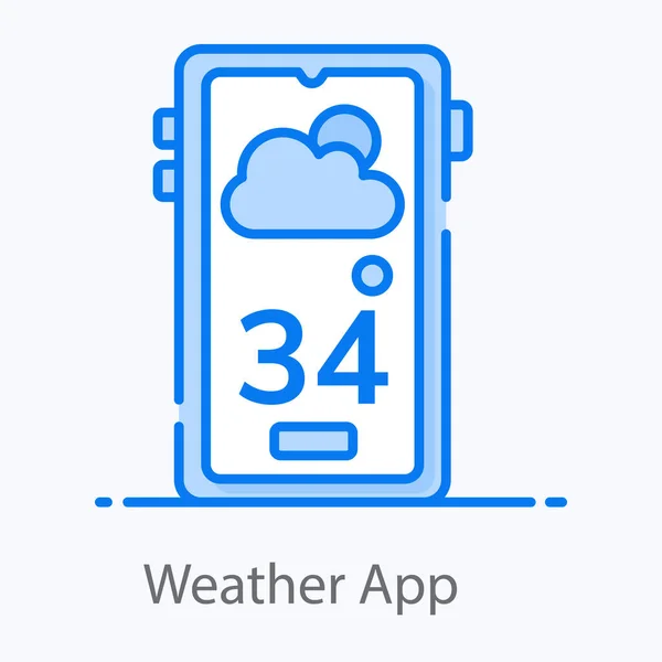 Καιρός App Vector Style Smartphone Εφαρμογή Καιρού Επεξεργάσιμο Στυλ — Διανυσματικό Αρχείο