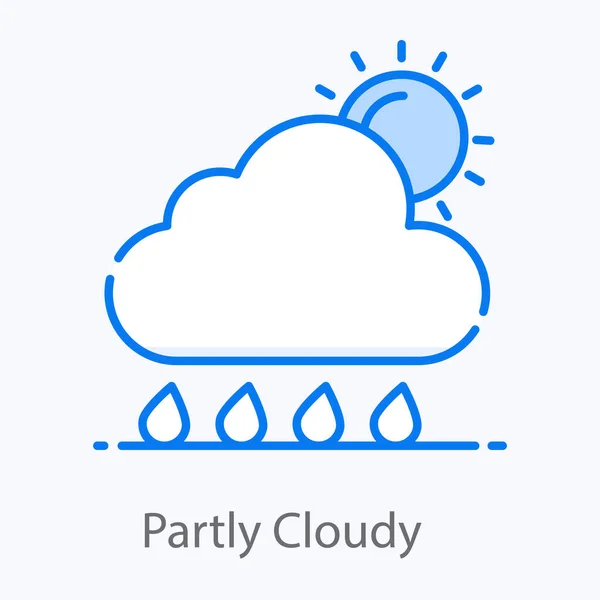 Partly Cloudy Vector Icon Weather Editable Style — Stock Vector